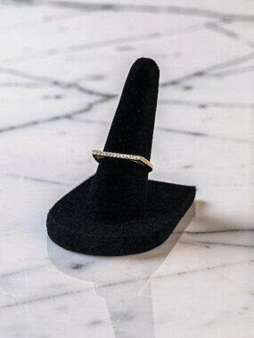 Stunning Rose Gold CZ Flat-Front Geometric Ring – Size 5.75